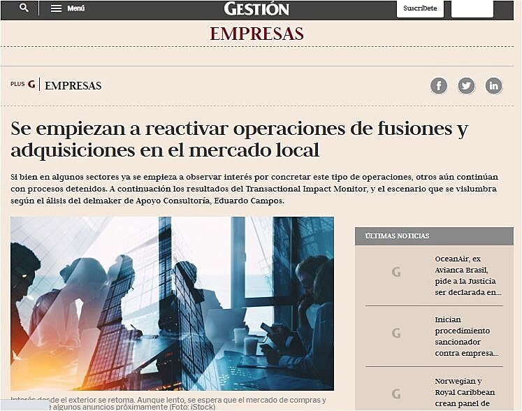 Se empiezan a reactivar operaciones de fusiones y adquisiciones en el mercado local